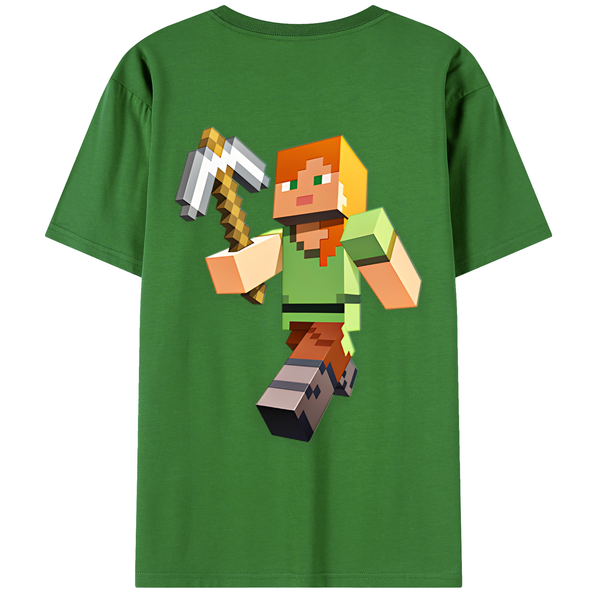 （画像用） マインクラフト ブロックの世界 Minecraft MC Block world レディース半袖Tシャツ(バックプリント)